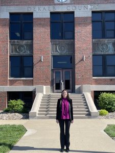 UMKC Law Student outside courthouse after successfully obtaining an expungement for a client of the UMKC Expungement Clinic.